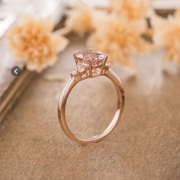 NEW Pink Sapphire 18 K Rose Gold Filled Ring 5 6 - Picture 7 of 11